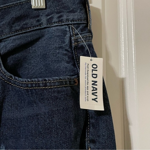 Old Navy NWT Dark Wash Distressed High-Rise Slouchy Straight Jeans - Picture 4 of 11